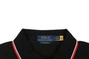 Ralph Lauren Contrast Trim Pony Embroidered Polo T-Shirt Black Collar