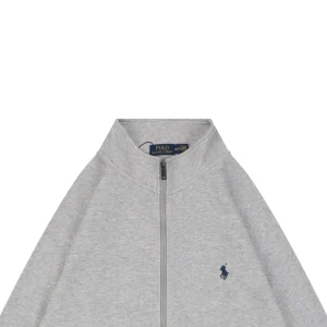 Ralph Lauren Pony Embroidered Ribbed Full-Zip Track Jacket Grey