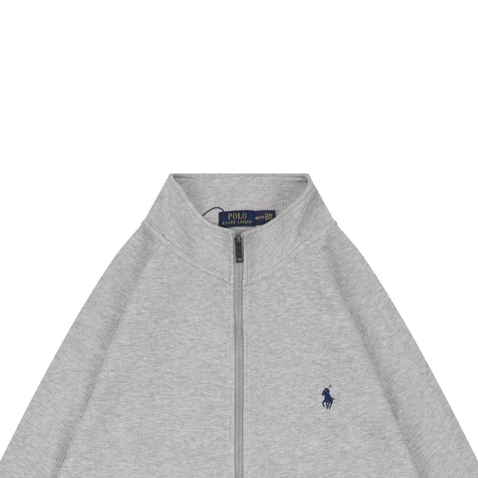 Ralph Lauren Pony Embroidered Ribbed Full-Zip Track Jacket Grey