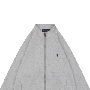 Ralph Lauren Pony Embroidered Ribbed Full-Zip Track Jacket Grey