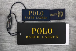 Ralph Lauren Pony Embroidered Ribbed Full-Zip Track Jacket Grey Brand label