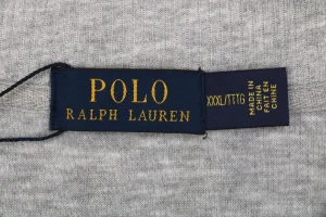 Ralph Lauren Pony Embroidered Ribbed Full-Zip Track Jacket Grey Brand label