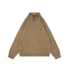 Ralph Lauren Pony Embroidered Ribbed Full-Zip Track Jacket (Brown/Black/Grey)