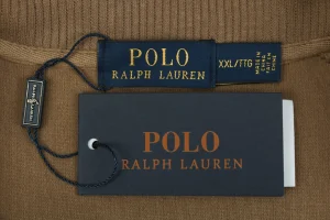 Ralph Lauren Pony Embroidered Ribbed Full-Zip Track Jacket Brown Brand label