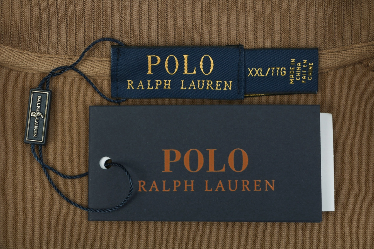 Ralph Lauren Pony Embroidered Ribbed Full-Zip Track Jacket Brown Brand label