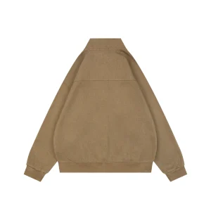 Ralph Lauren Pony Embroidered Ribbed Full-Zip Track Jacket Brown Back view