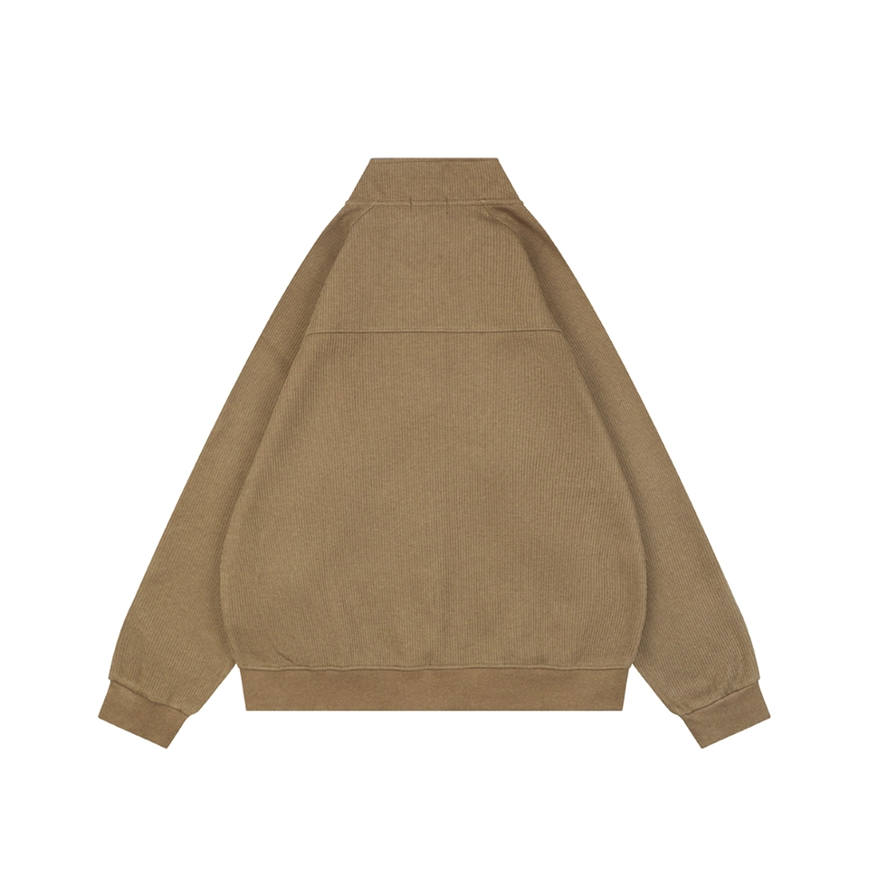 Ralph Lauren Pony Embroidered Ribbed Full-Zip Track Jacket Brown Back view