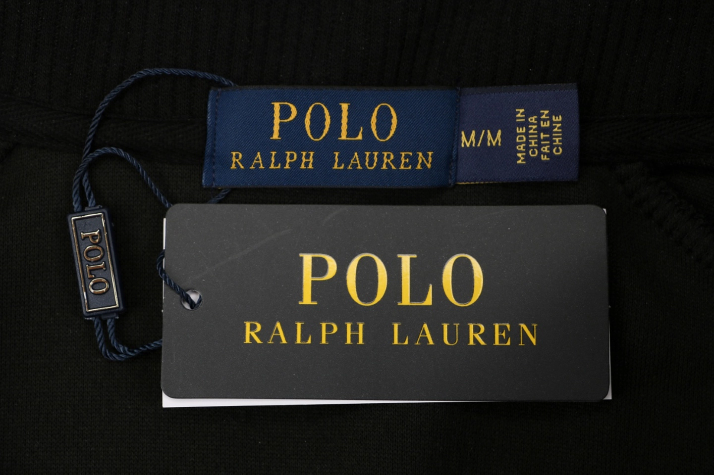 Ralph Lauren Pony Embroidered Ribbed Full-Zip Track Jacket Black Brand label