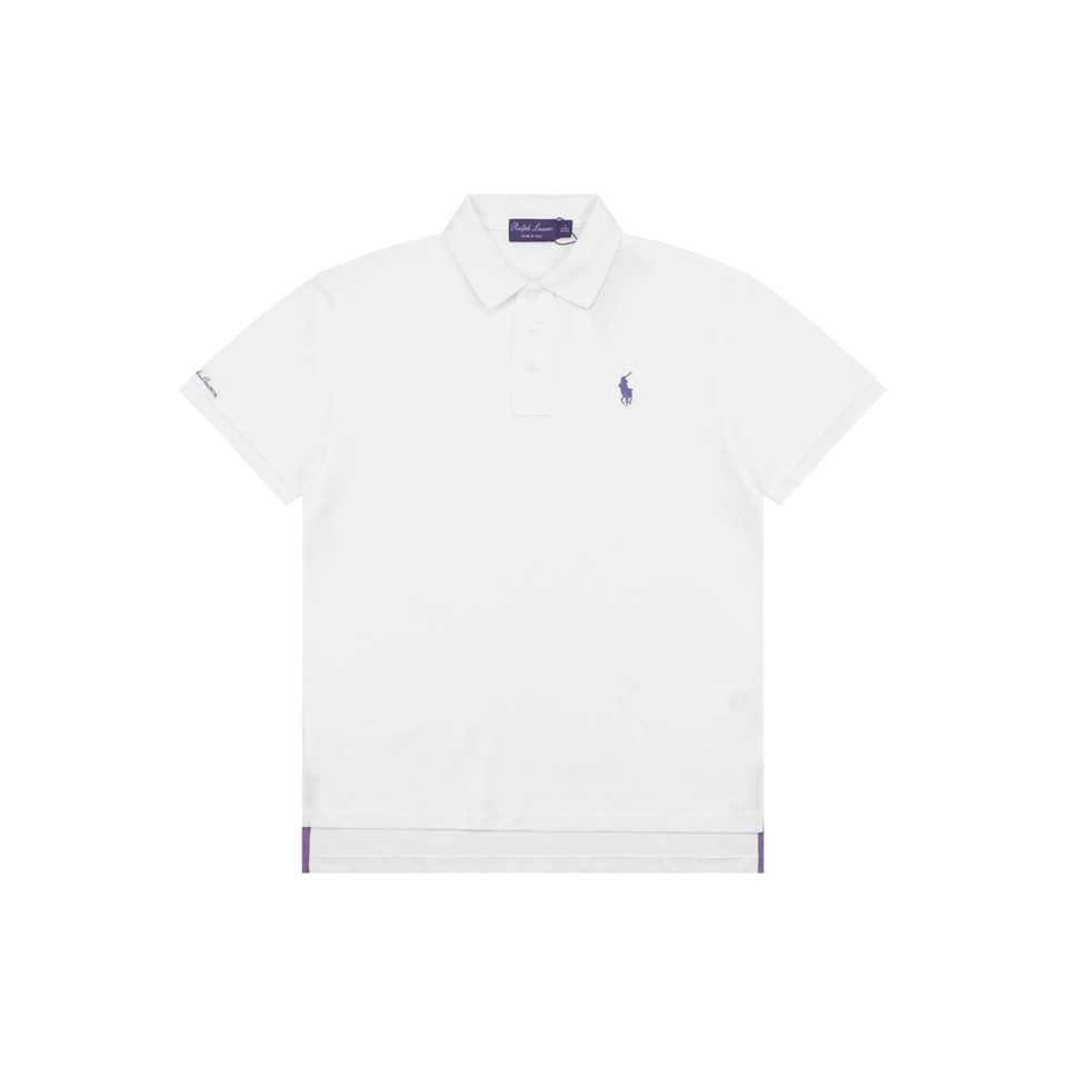 Ralph Lauren Purple Pony Logo Polo T-Shirt White Front view