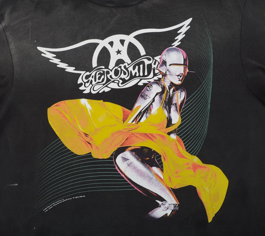 Saint Michael Cyber Angel Yellow Drape Graphic T-Shirt Front Print