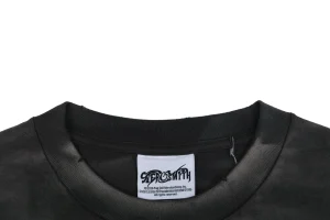 Saint Michael Cyber Angel Yellow Drape Graphic T-Shirt Collar