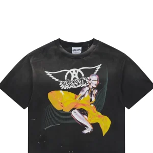 Saint Michael Cyber Angel Yellow Drape Graphic T-Shirt