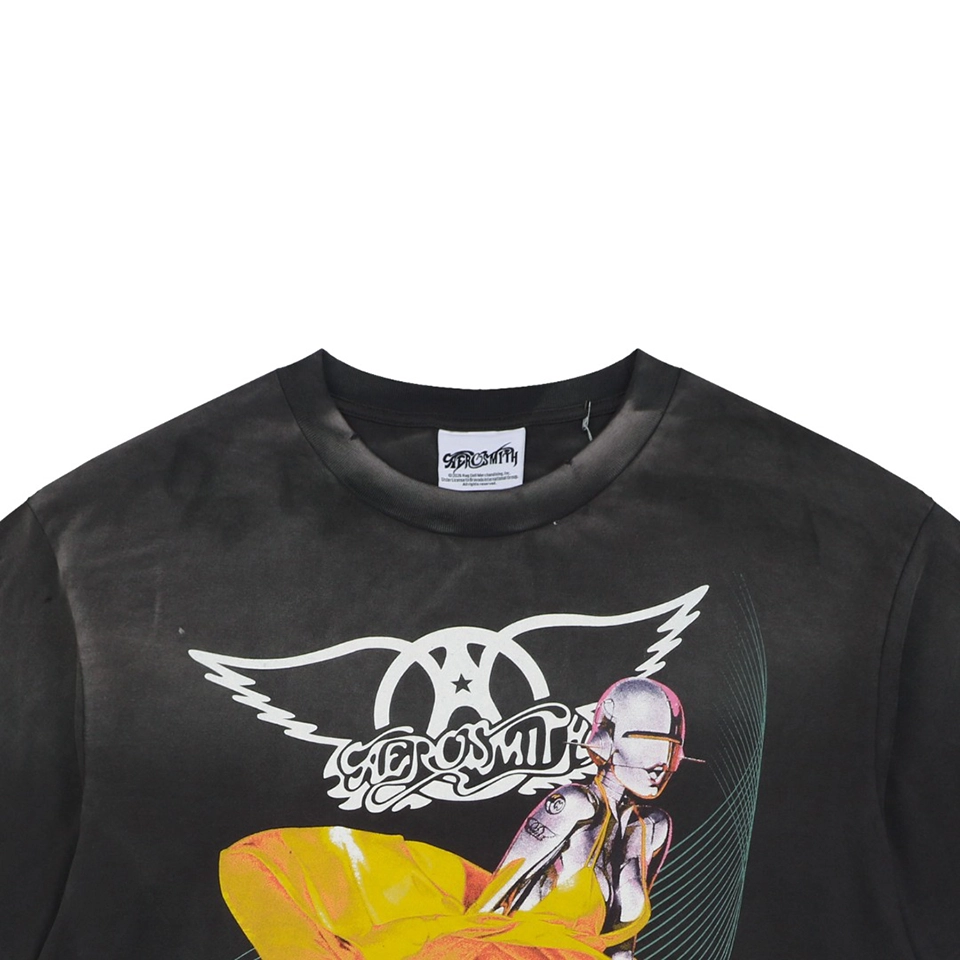 Saint Michael Cyber Angel Yellow Drape Graphic T-Shirt