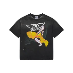 Saint Michael Cyber Angel Yellow Drape Graphic T-Shirt Front view