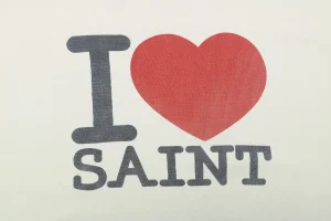 Saint Michael I Love SAINT Heart Graphic Vintage T-Shirt Front Print
