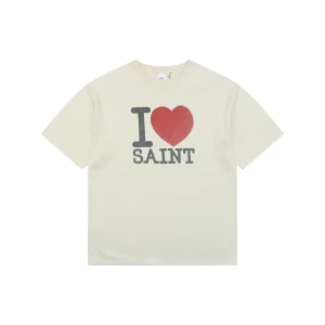 Saint Michael I Love SAINT Heart Graphic Vintage T-Shirt Front view