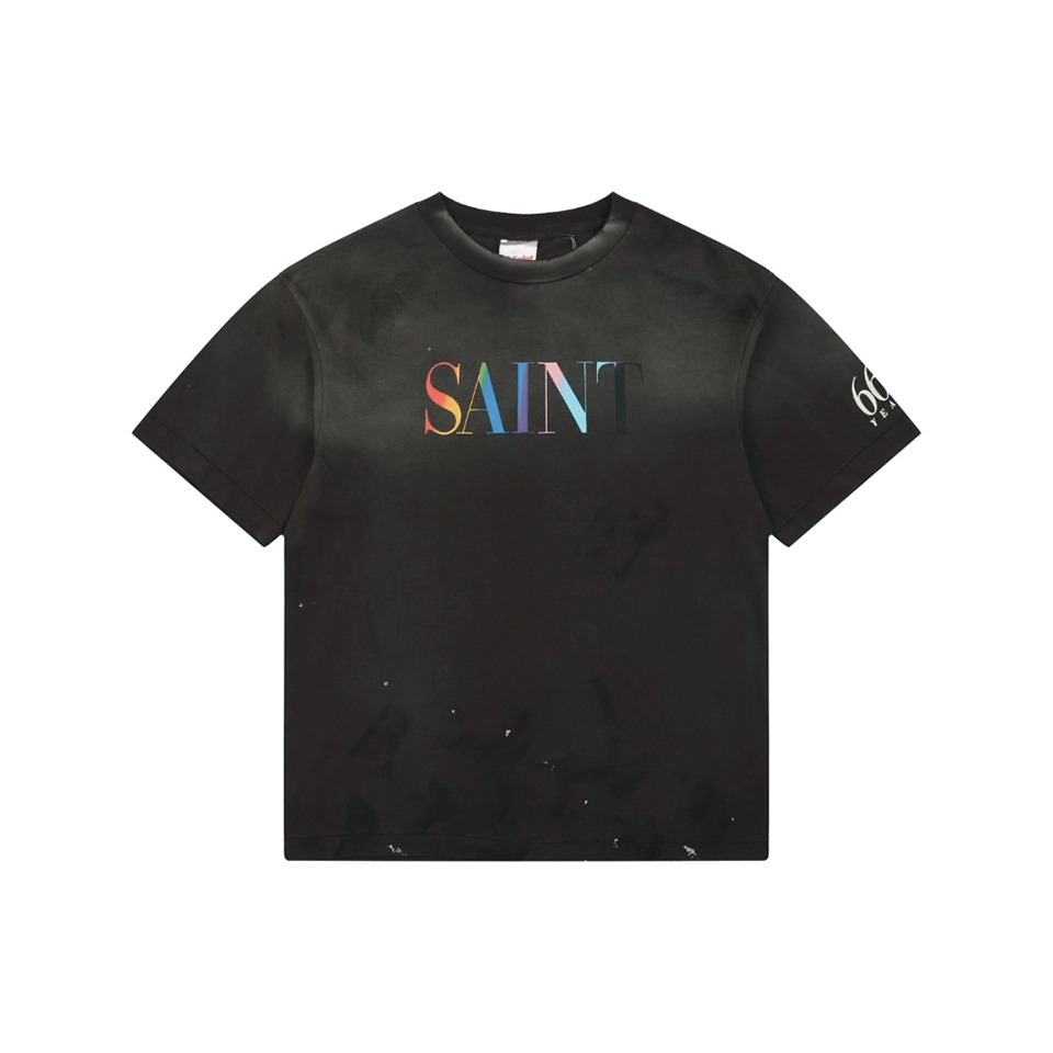 Saint Michael Rainbow SAINT Logo Vintage T-Shirt Front view