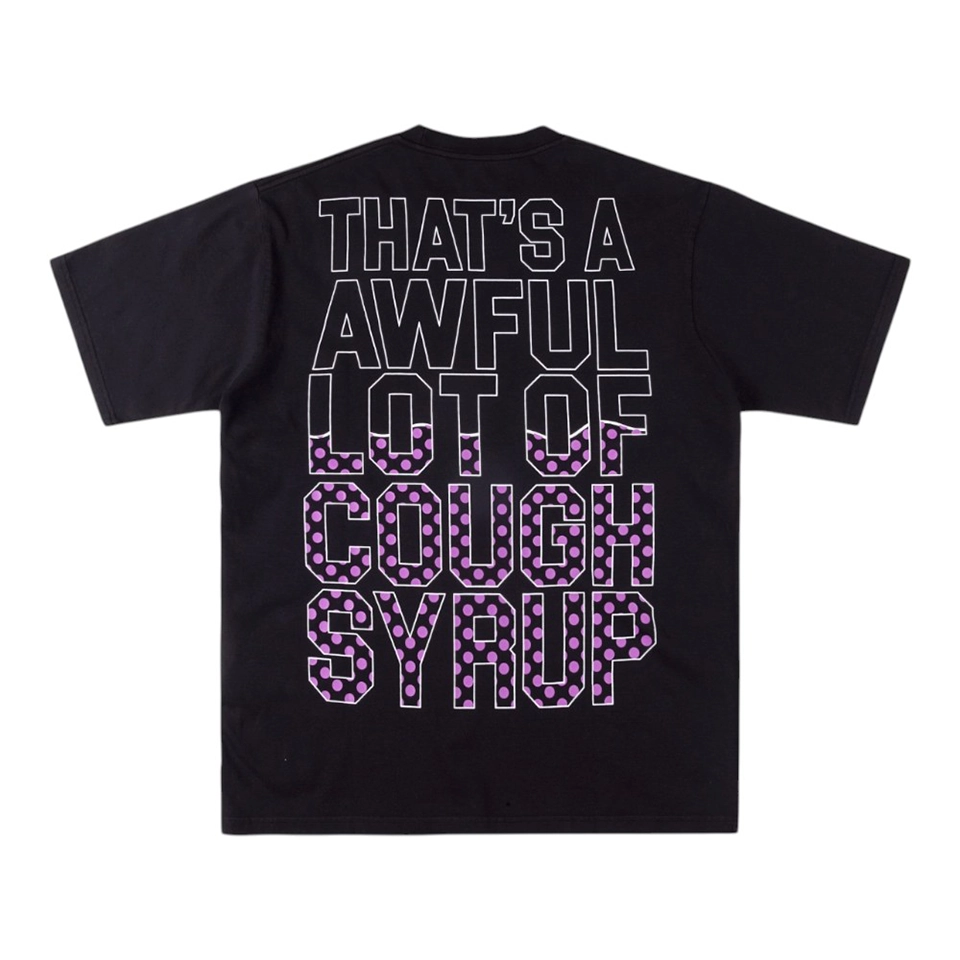 That’s A Awful Lot Of Cough Syrup Baby Bottle Graphic T-Shirt Black Back view