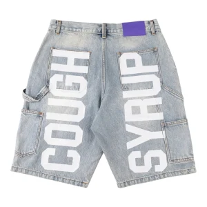 That’s A Awful Lot Of Cough Syrup Cargo Denim Shorts Grey Back view