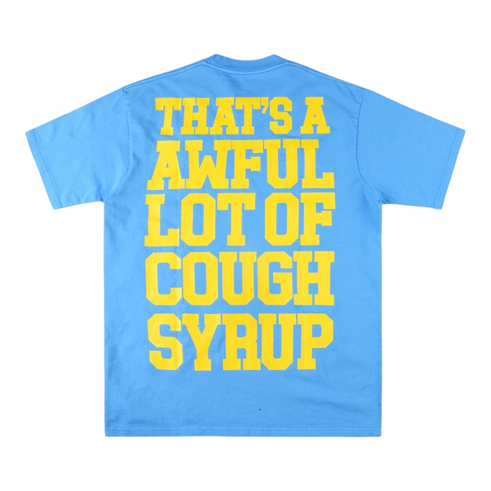 That’s A Awful Lot Of Cough Syrup Dropout Bear Graphic T-Shirt Blue Back view