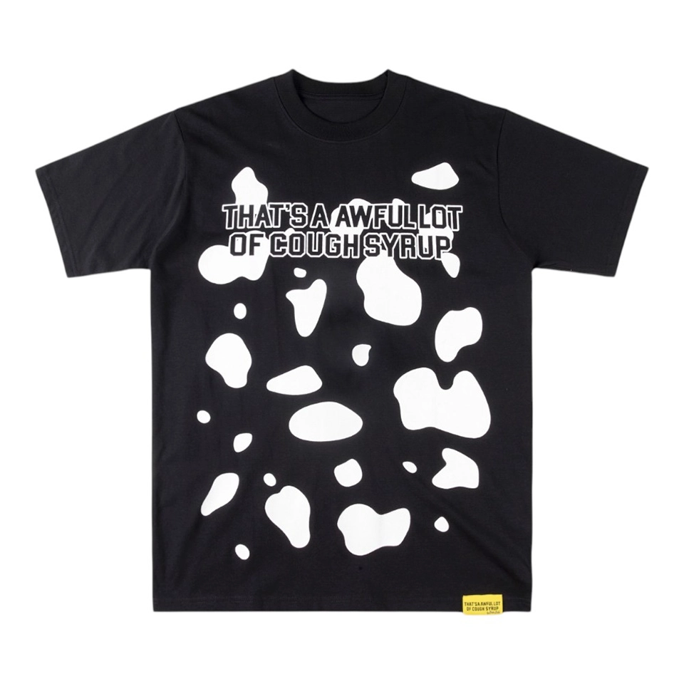 That’s A Awful Lot Of Cough Syrup Layered Text T-Shirt Black Front view