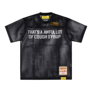 That’s A Awful Lot Of Cough Syrup Mesh Graphic T-Shirt Black Front view
