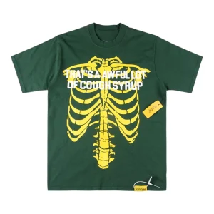 That’s A Awful Lot Of Cough Syrup Skeleton Rib Cage Graphic T-Shirt Green Front view