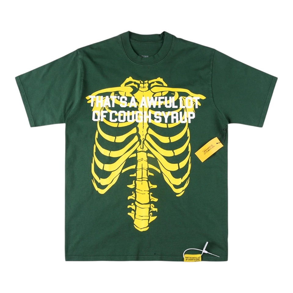 That’s A Awful Lot Of Cough Syrup Skeleton Rib Cage Graphic T-Shirt Green Front view