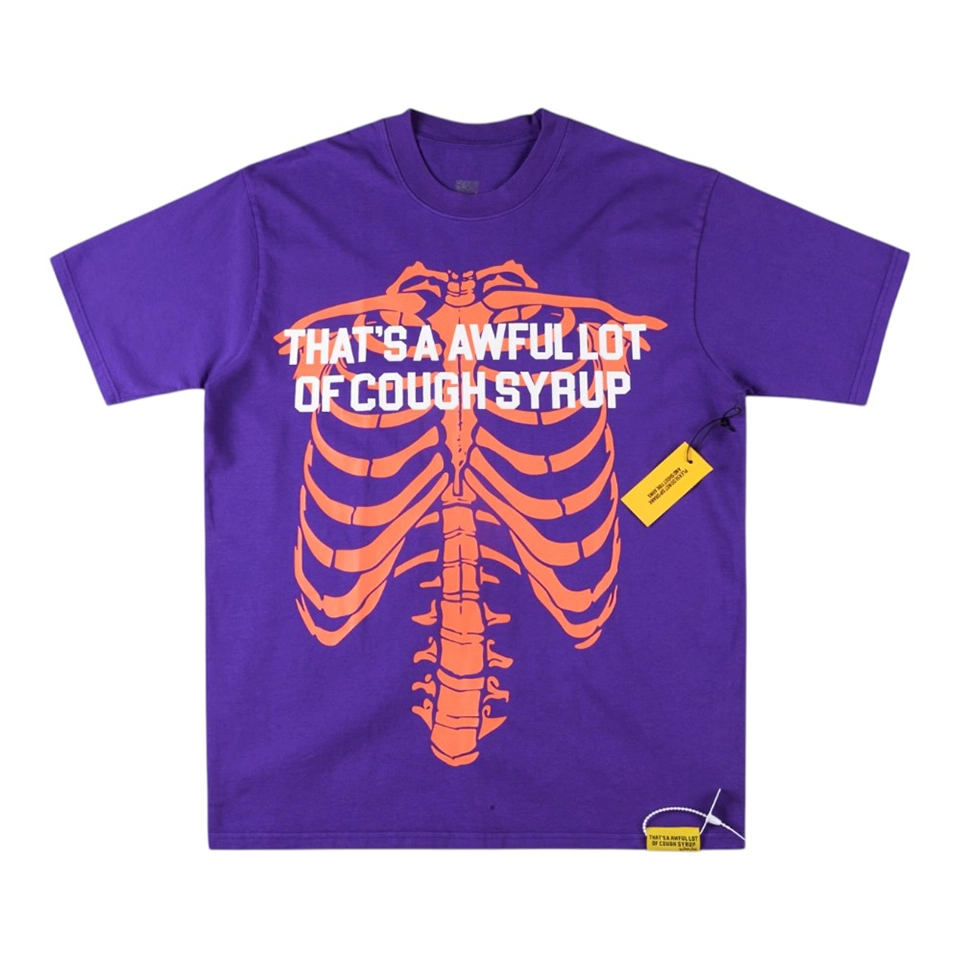That’s A Awful Lot Of Cough Syrup Skeleton Rib Cage Graphic T-Shirt Purple Front view