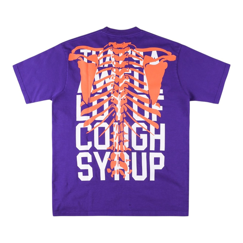 That’s A Awful Lot Of Cough Syrup Skeleton Rib Cage Graphic T-Shirt Purple Back view