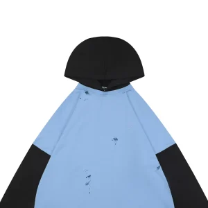 We11done Blue Black Layered Hooded Shirt