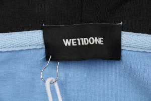 We11done Blue Black Layered Hooded Shirt Brand label