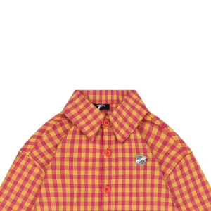 We11done Oversized Check Logo Patch Shirt