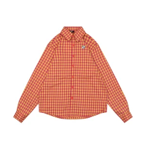 We11done Oversized Check Logo Patch Shirt Front view