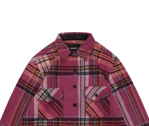 We11done Pink Plaid Double Pocket Oversized Shirt Jacket