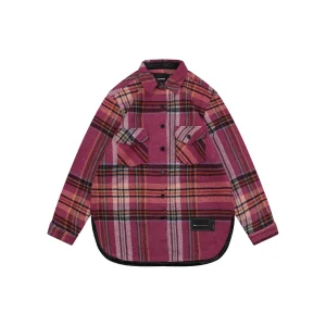 We11done Pink Plaid Double Pocket Oversized Shirt Jacket Front view