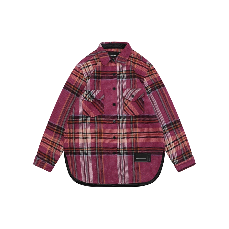 We11done Pink Plaid Double Pocket Oversized Shirt Jacket Front view